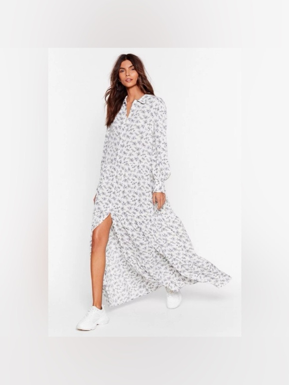 Nasty Gal long-sleeve floral maxi dress